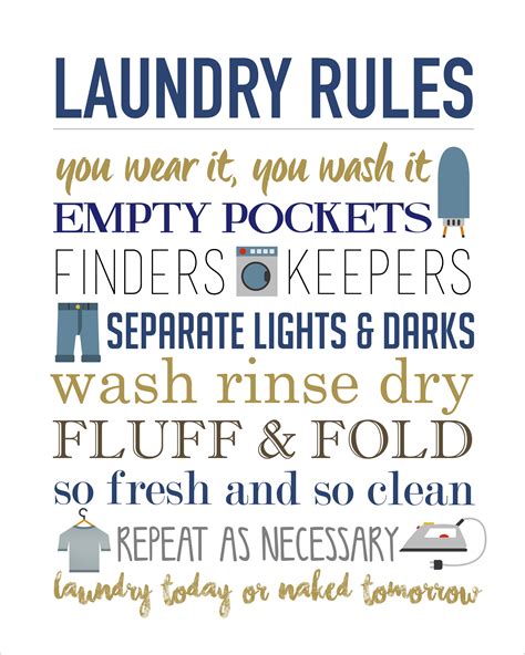 Printable Laundry Room Rules
